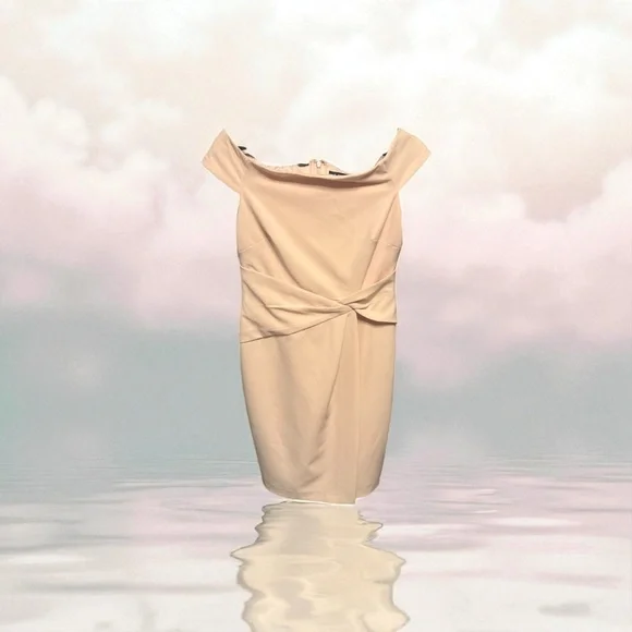 Lauren Ralph Lauren Cream Twist Front Mini Dress - Picture 1 of 2